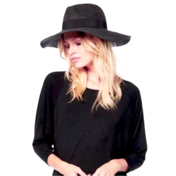 Michael Stars Grey Wide Brim Fedora Women\'s Grey 100% Wool Grosgrain Ribbon NWT main image 5